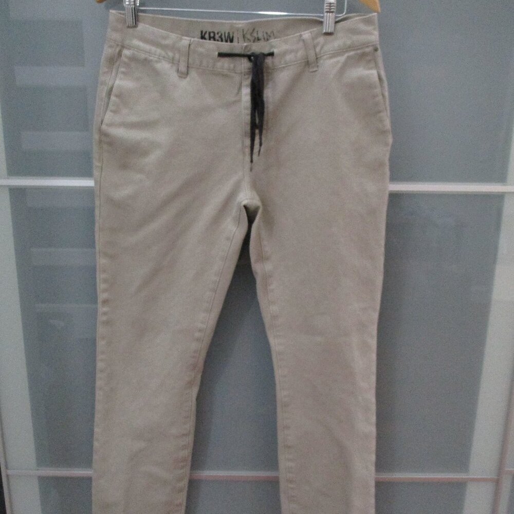 KR3W  KSlim Tan Pants Button Fly Regular Rise Stretch skater punk Y2K